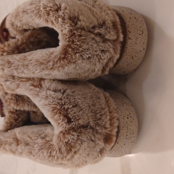 BOBS Skechers Skipper Hang Glider Brown Booties With Faux Fur Women Size 9 - Picture 7 of 8